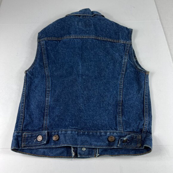 VTG 80s Levis Denim Vest Women Small Dark Blue Sleeveless Jean Jacket Orange Tab - Picture 6 of 10